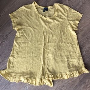 Yellow Tee with Asymmetrical Front Hem